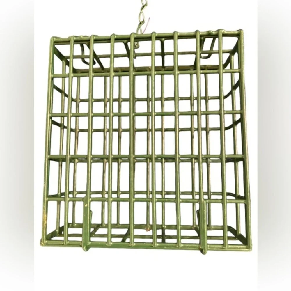 Green Squared Hanging Feeder, Woodpecker Suet